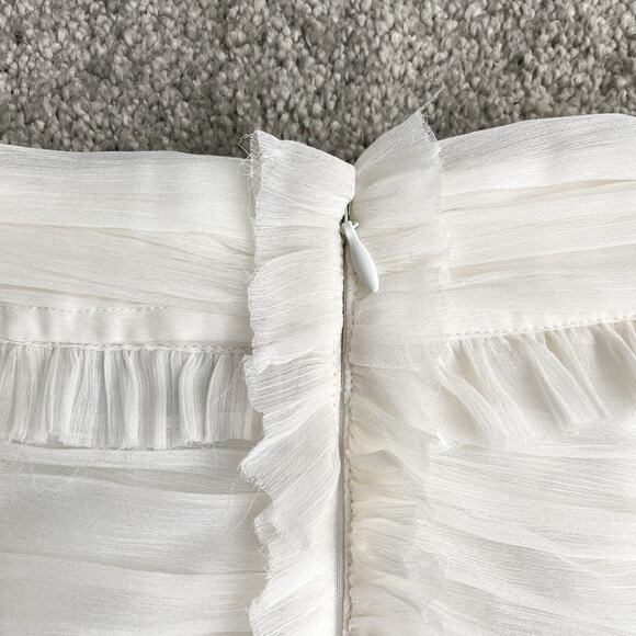 NWT!! ASOS White Ruffle Ruched Mini Skirt-Semi Sheer - Picture 4 of 9